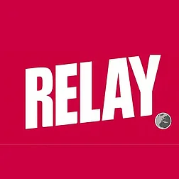 Logo Relay auf rotem Hintergrund