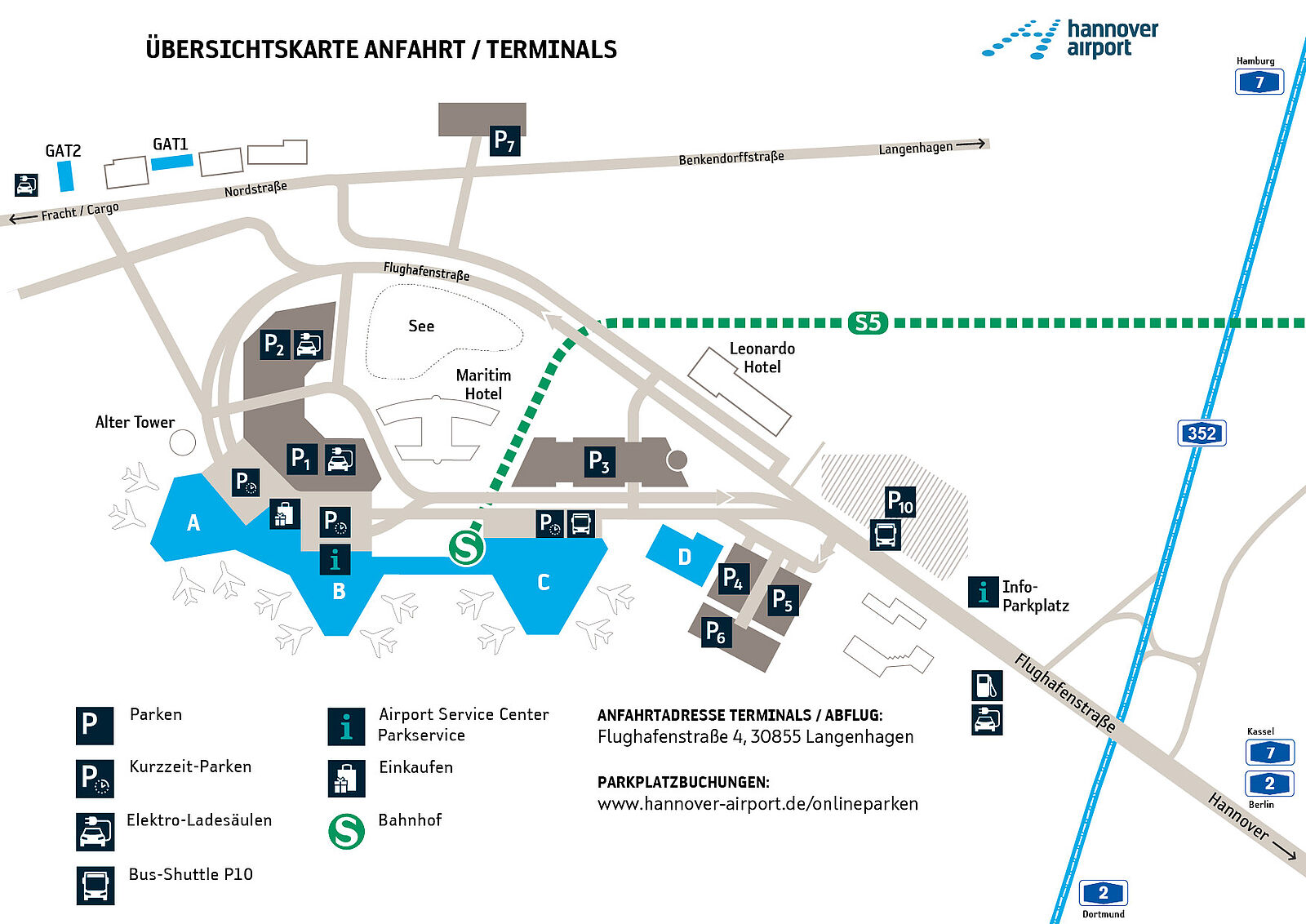 Grafik: Übersichtsplan Anfahrt zum Flughafen