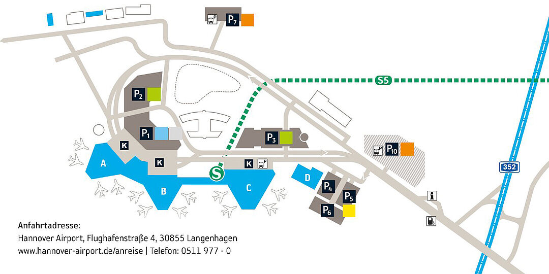 Flughafen Hannover Parken P3 Anfahrt www.hannover-airport.de