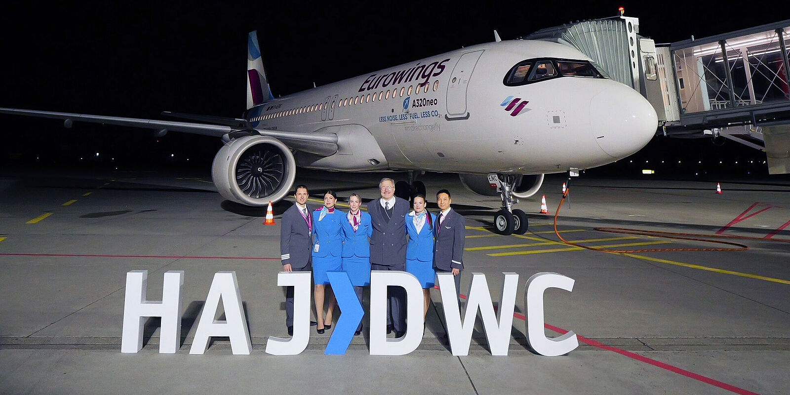 Der Erstflug nach Dubai auf dem Vorfeld am HAJ.