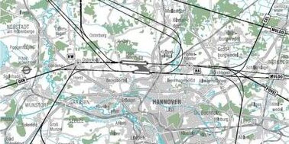 Karte Minimum Noise Routings (SID) am HAJ